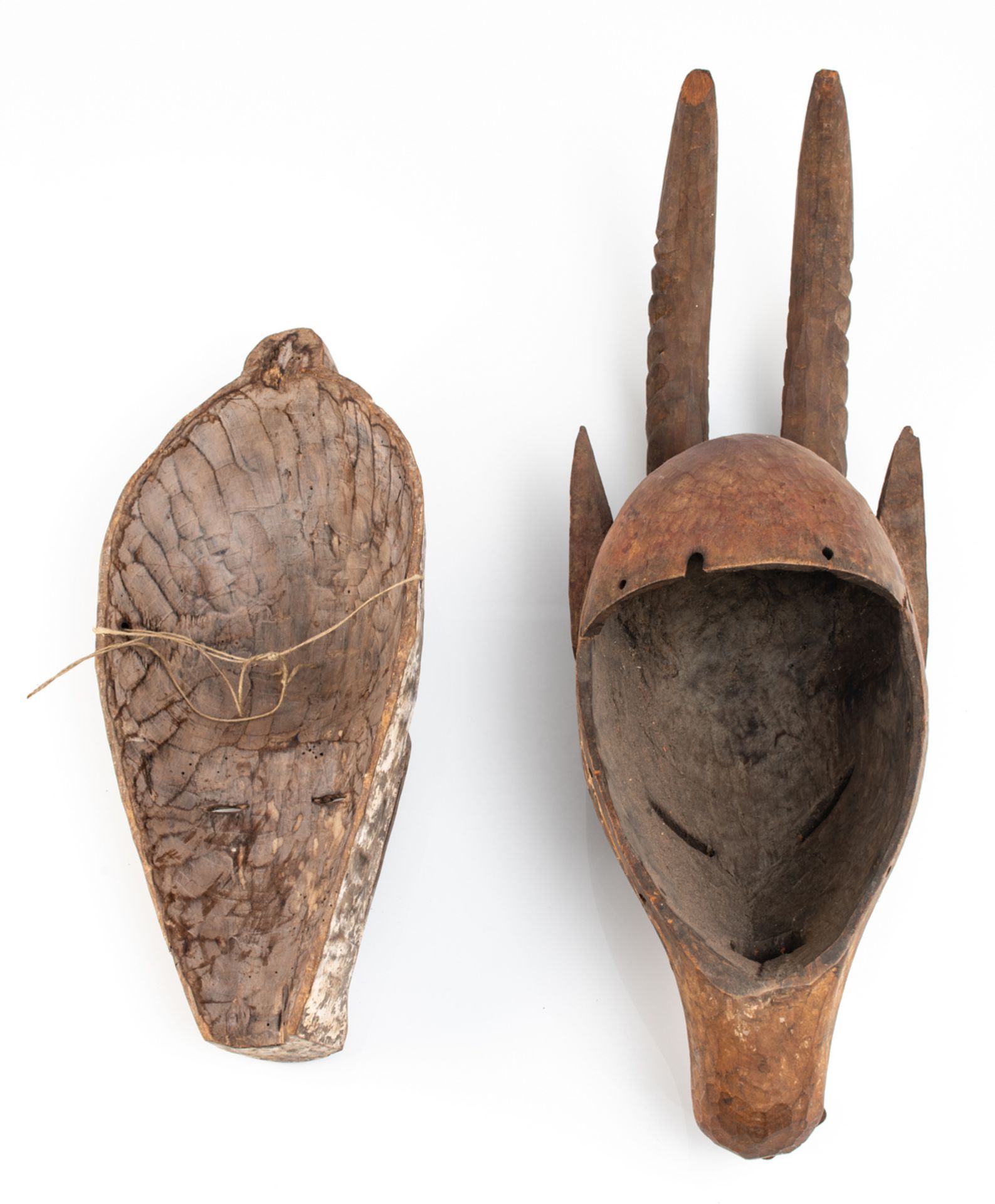 Three polychrome decorated African wooden masks, different regions and tribes (e.g. Fang - Gabon), H - Image 5 of 8