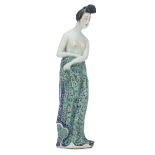 A Chinese famille rose figure depicting a courtesan, marked, about 1900, H 33,5 cm