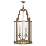 A hall lamp with polished brass Neoclassical mounts, H 85 cm