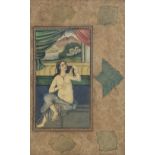 No visible signature, a Persian miniature depicting a harem beauty, watercolour on paper, 18th /