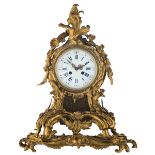 An imposing gilt bronze Rococo style mantle clock, H 53,5 cm