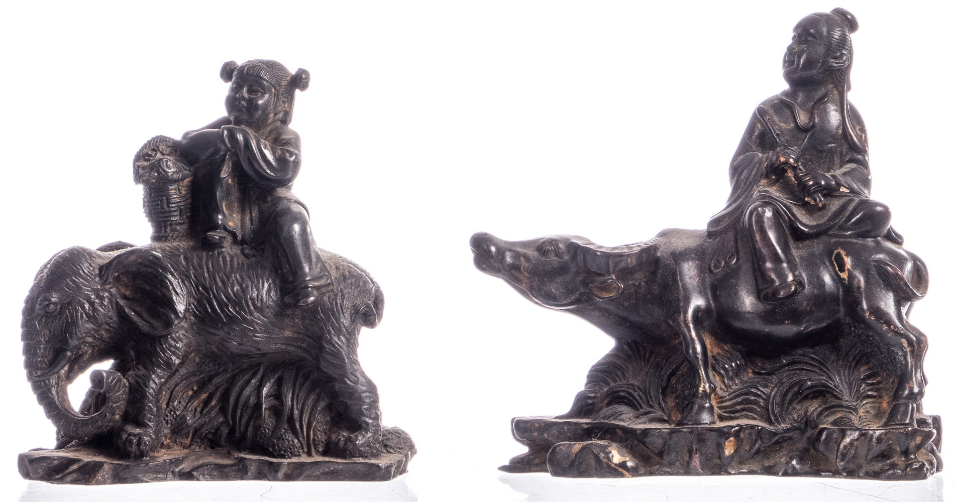 A set of the Eight Immortals, China, cast bronze, 19thC; added three ditto figures, depicting - Image 14 of 24