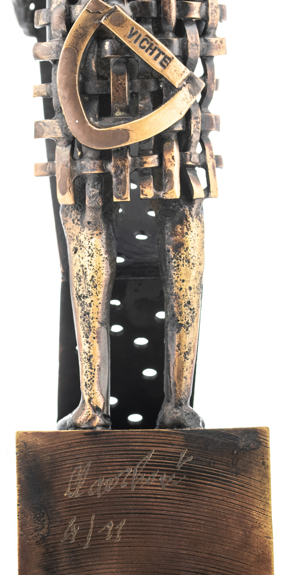 Claerhout J., 'De verteller', patinated bronze, no. 4/11, a reduced replica of the original on the - Image 6 of 6