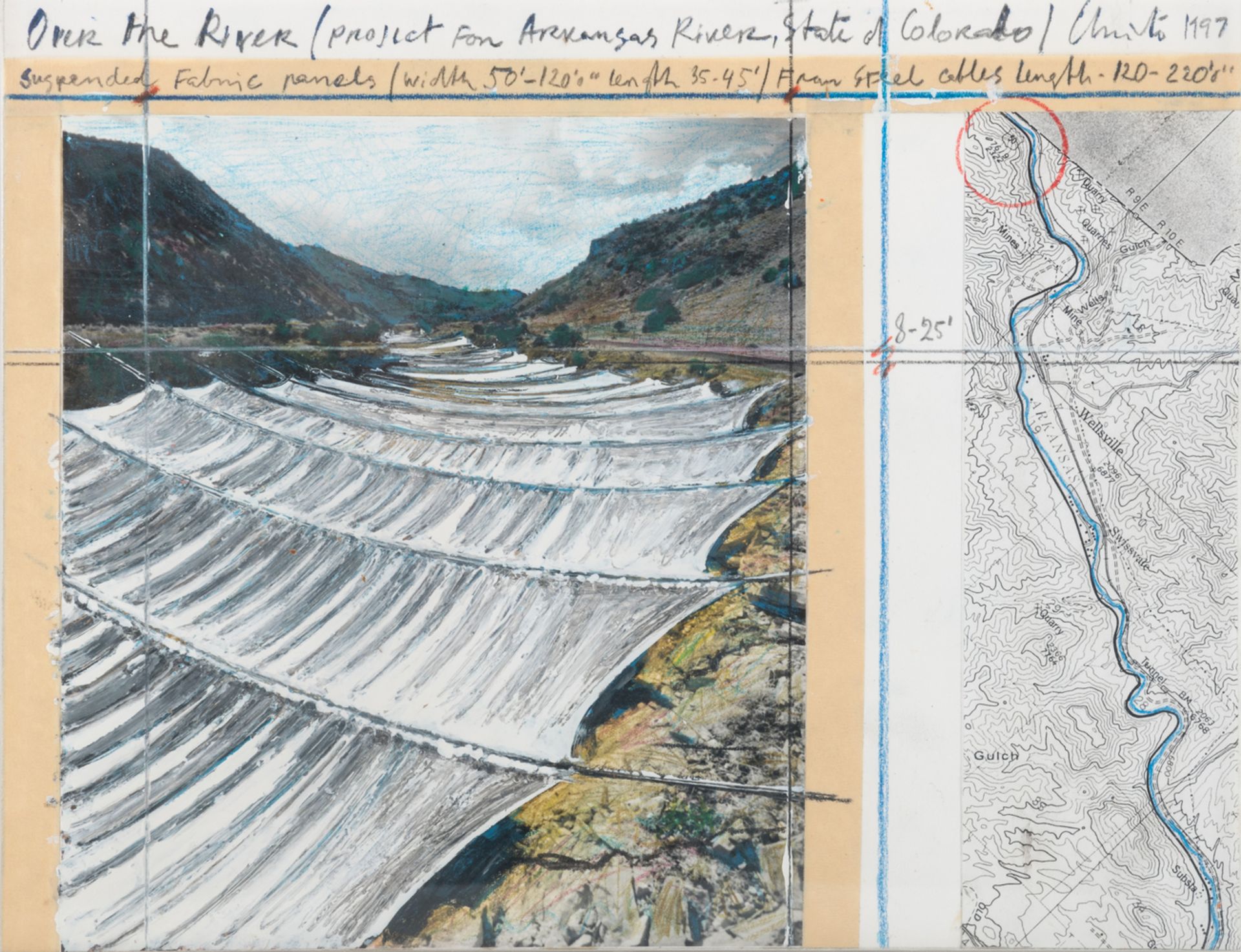 Christo, 'Over the River 1997 (Project for Arkansas River, State of Colorado)', mixed media - worked
