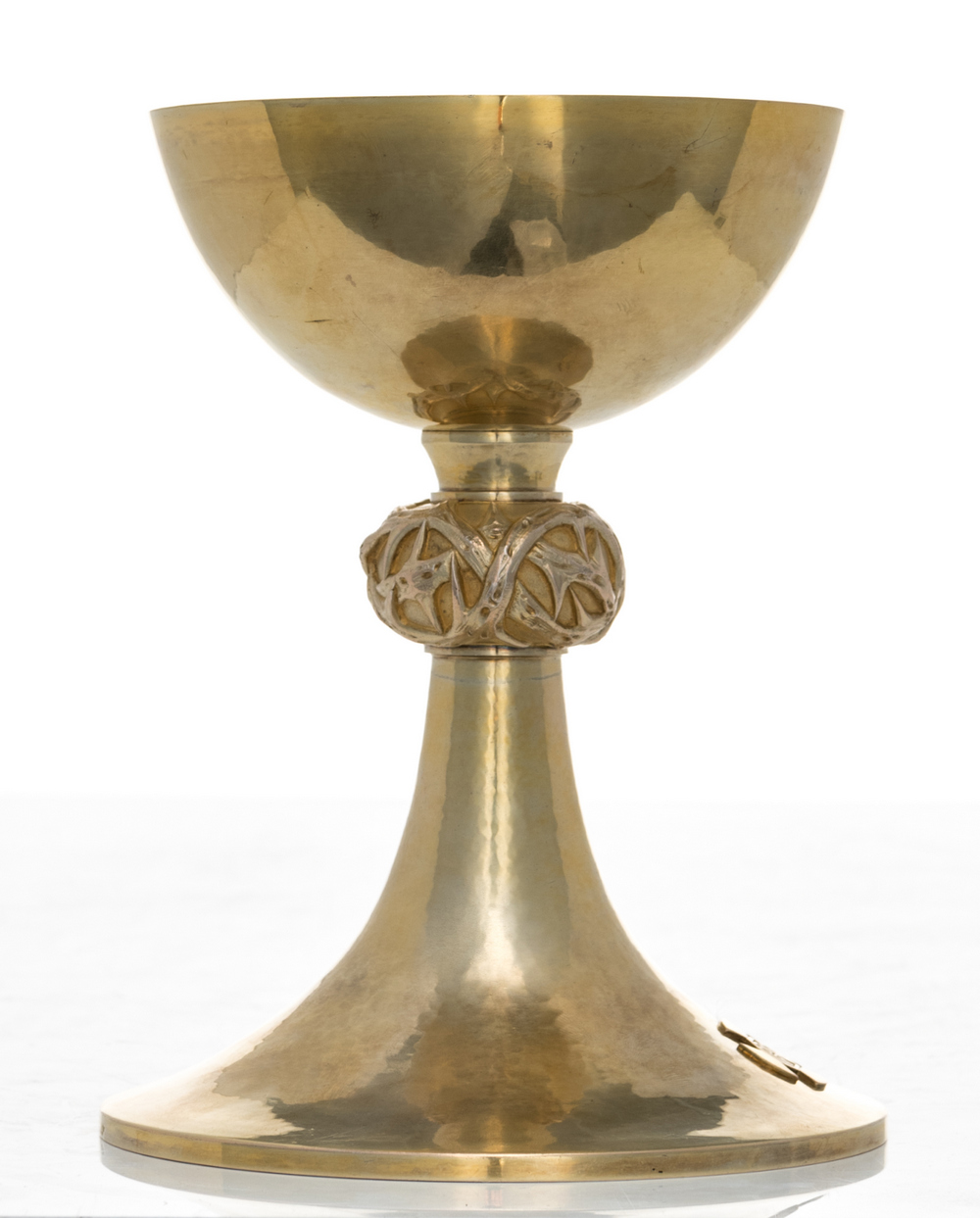 A French gilt silver chalice and matching paten + two spoons, 925/000, maker's mark 'A. Debain', - Image 5 of 16