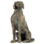 Desmarets J., a sitting dog (German shorthaired pointer), greyish-green patinated bronze, E.A. III/