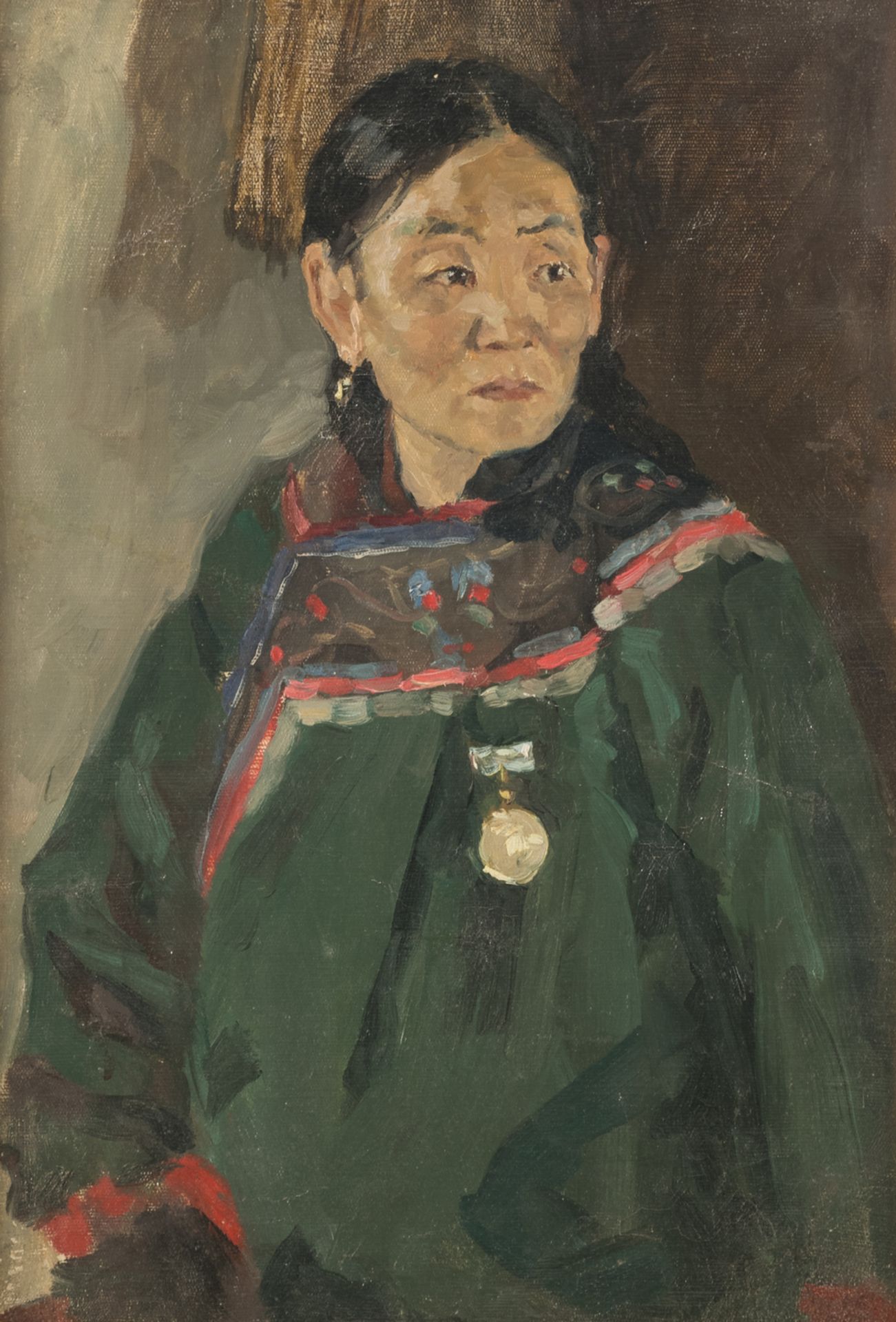 Tetenkin V., 'Honoured Buryutian Woman', oil on canvas, dated 1960s, further information on the back