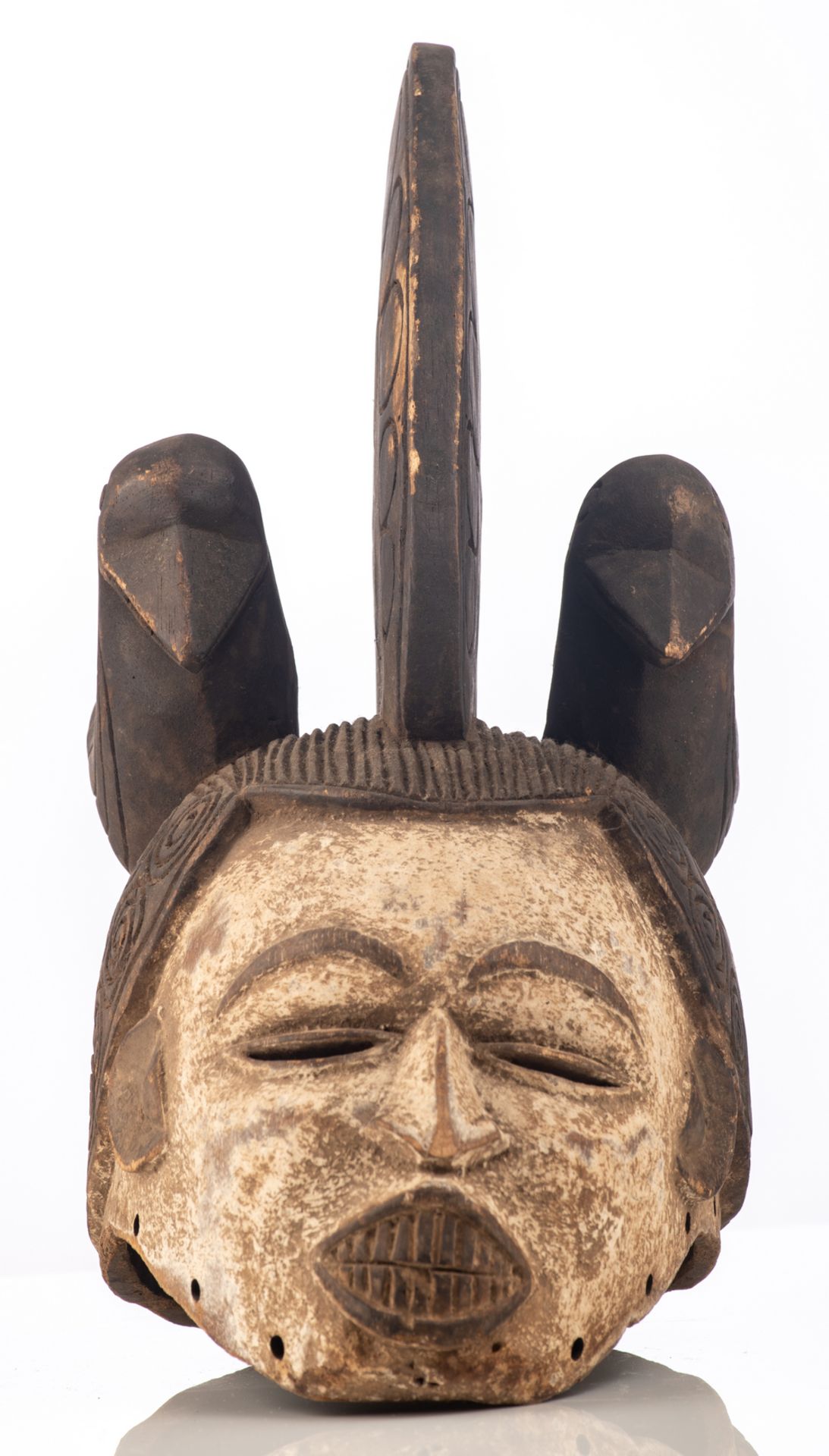 Three polychrome decorated African wooden masks, different regions and tribes (e.g. Fang - Gabon), H - Image 8 of 8