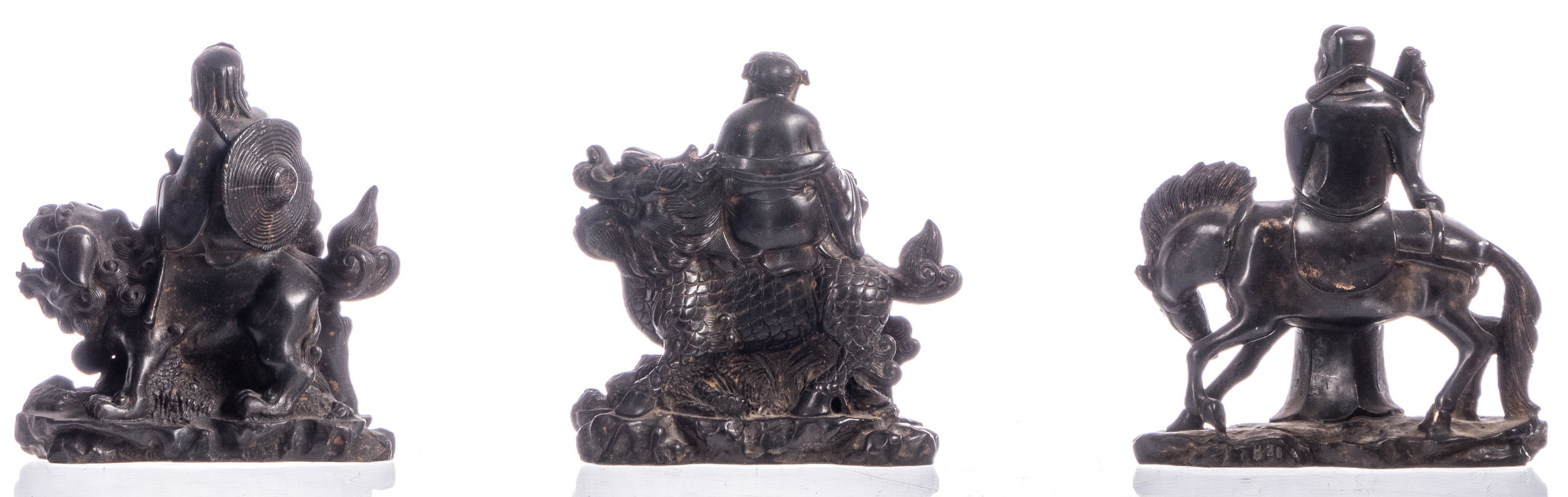 A set of the Eight Immortals, China, cast bronze, 19thC; added three ditto figures, depicting - Image 10 of 24