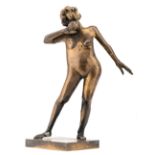 Claerhout J., 'Amazonekogelstootster', patinated bronze, H 18,5 cm
