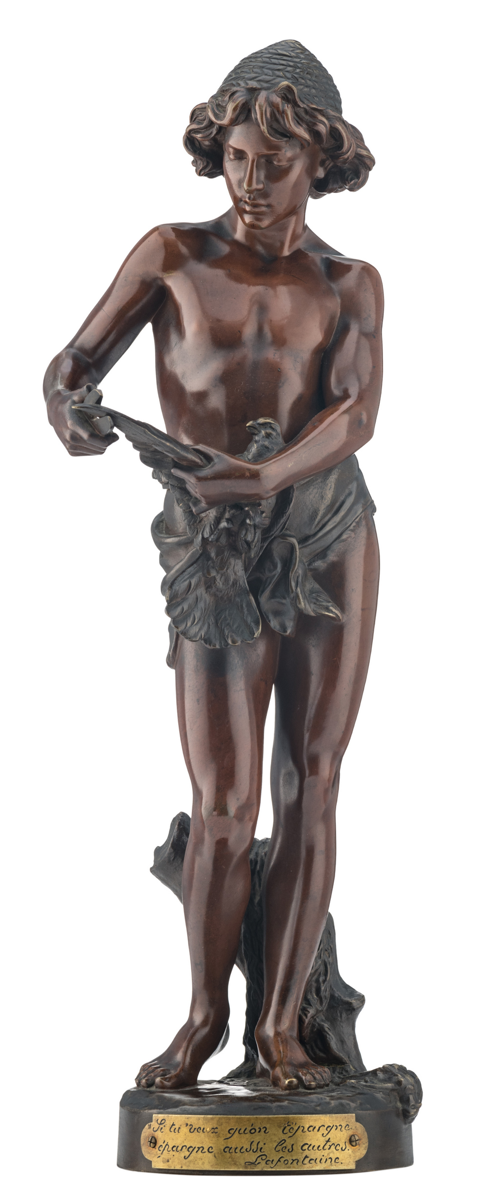 Grégoire L., 'Si tu veux qu'on t'épargne, épargne aussi les autres', bronze with different