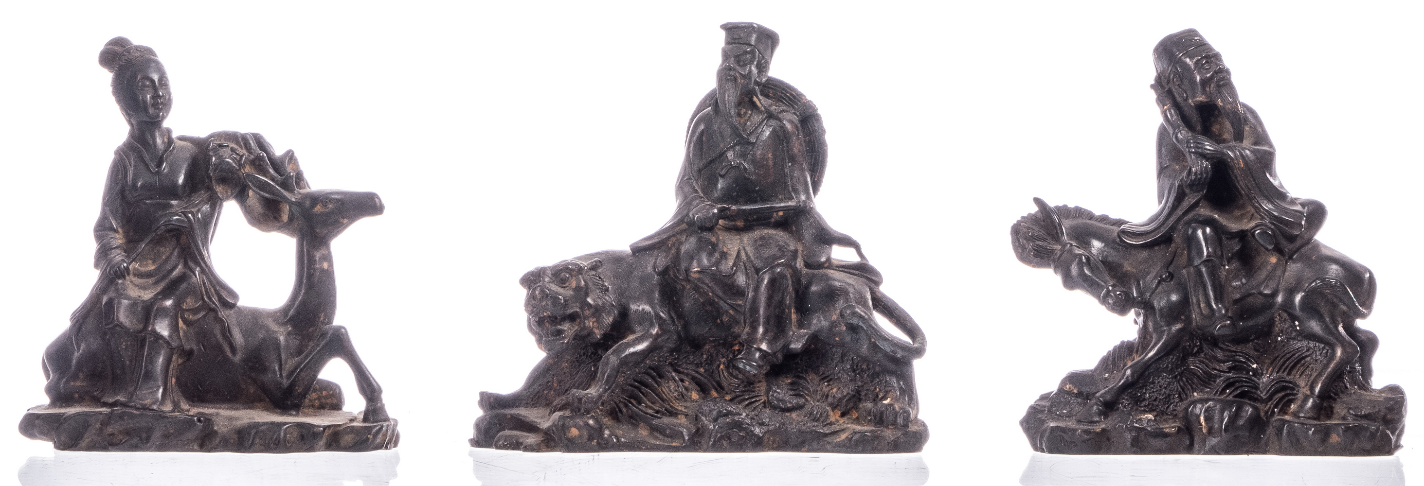 A set of the Eight Immortals, China, cast bronze, 19thC; added three ditto figures, depicting - Image 2 of 24