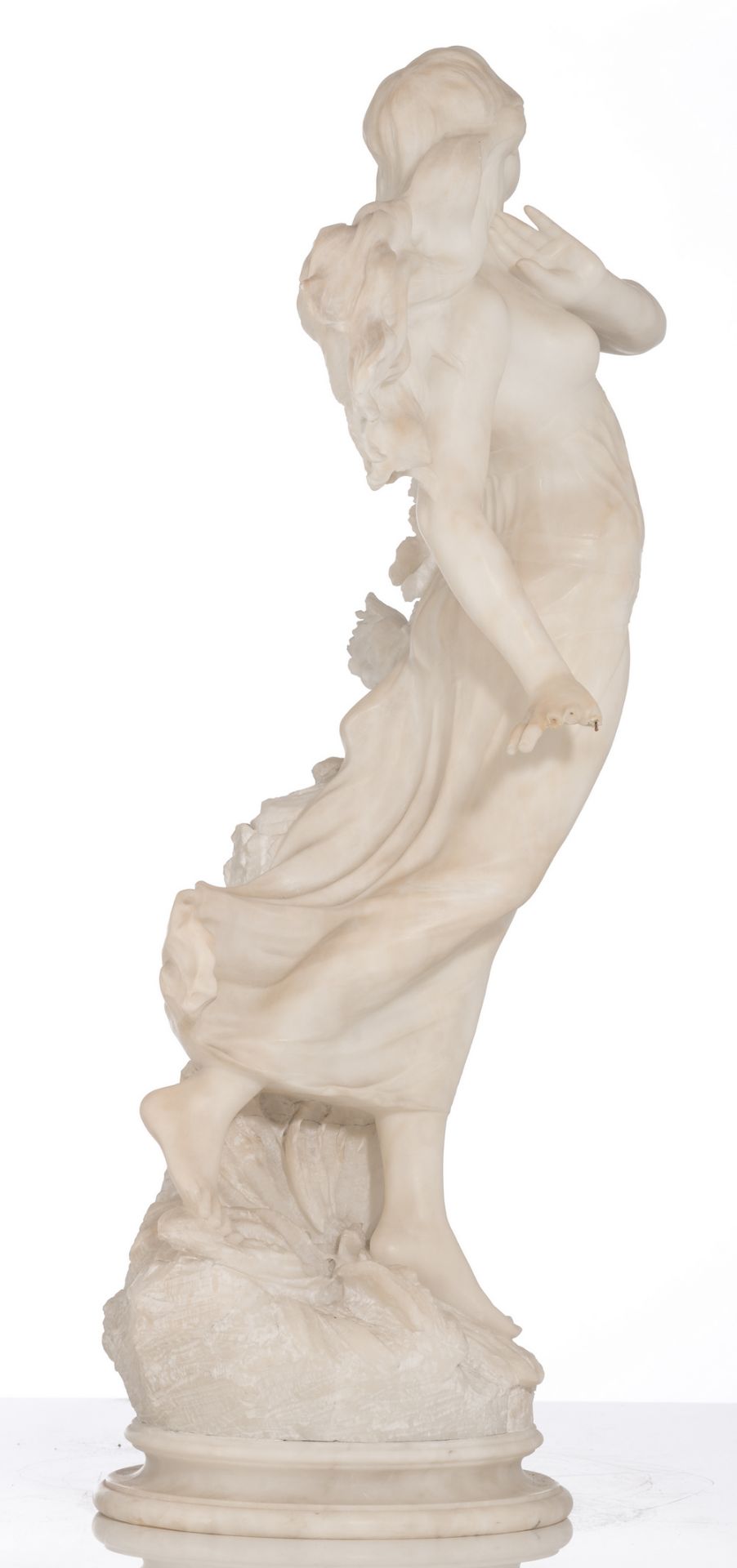 No visible signature, the spring, alabaster, H 81 cm - Bild 5 aus 6