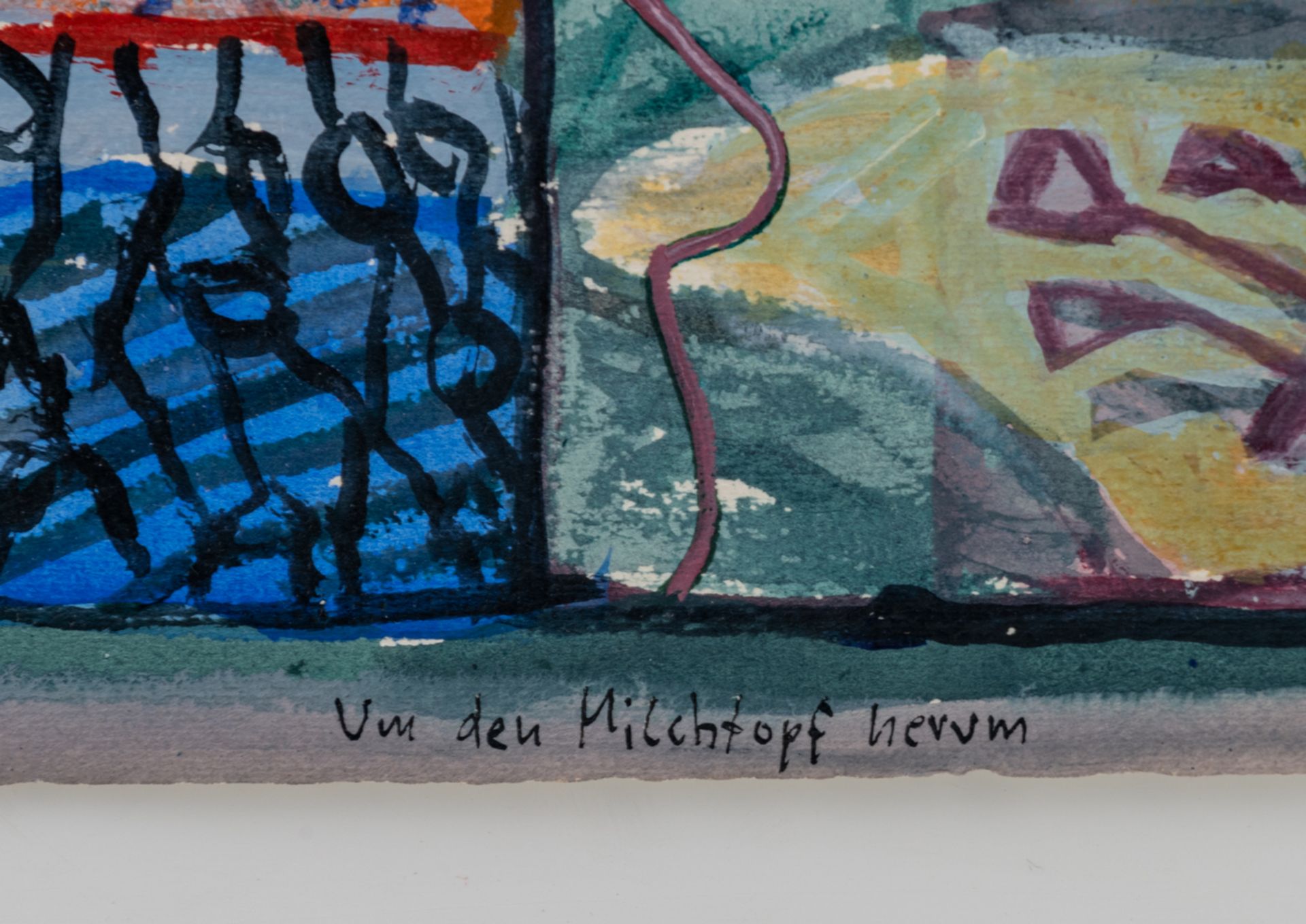 Illegibly signed, 'Um den Milchtopf herum', oil on paper, dated (19)94, 56 x 75 cm - Bild 5 aus 5