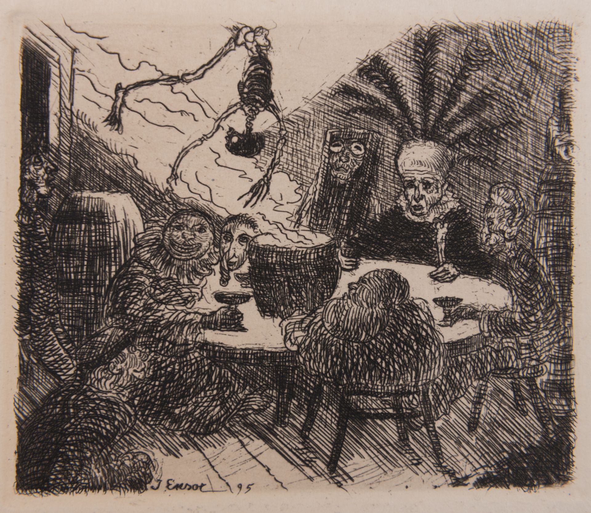 Ensor J., 'Le Roi peste', etching, signed and dated inside the plate (18)95, 10 x 12,1 cm