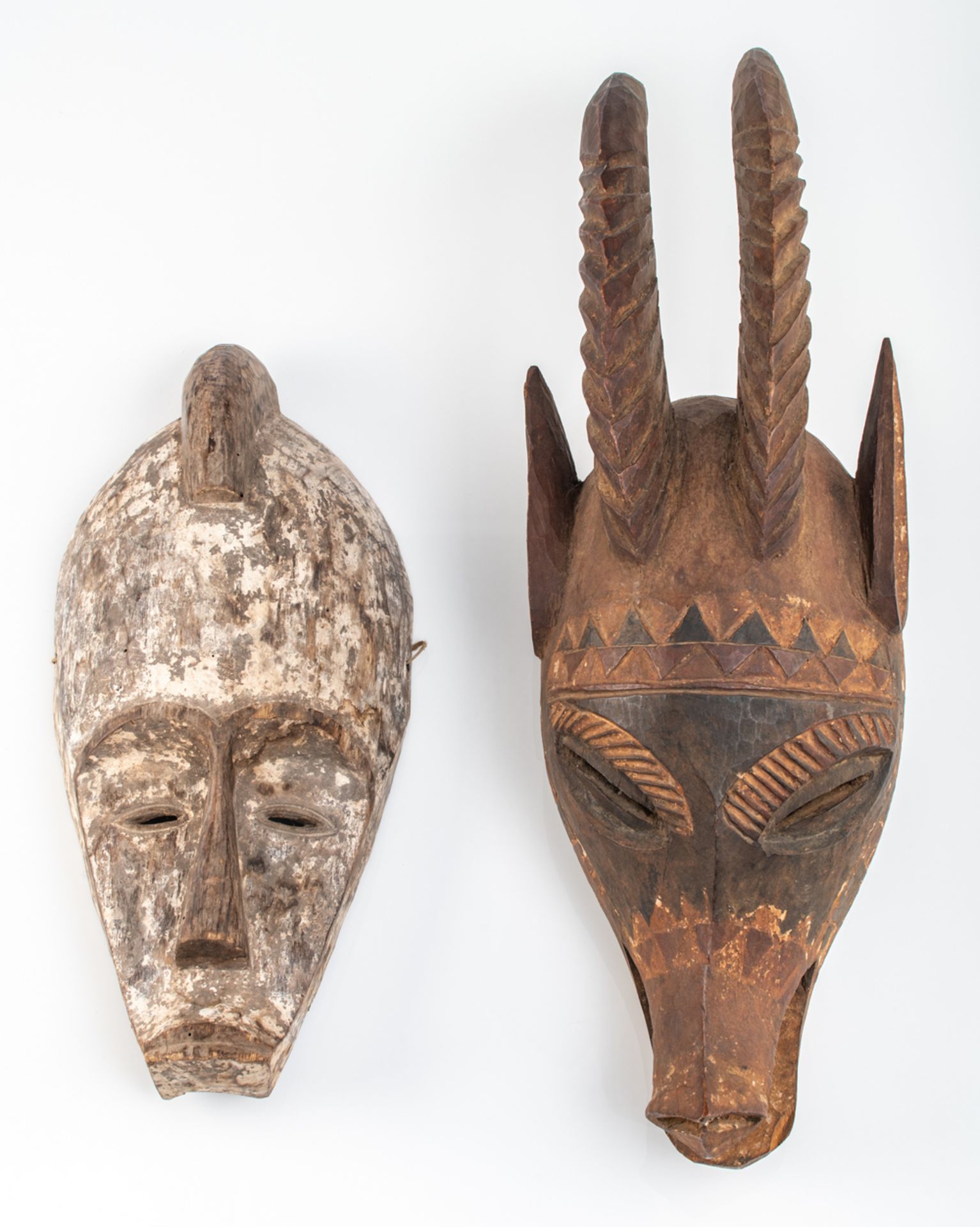 Three polychrome decorated African wooden masks, different regions and tribes (e.g. Fang - Gabon), H - Image 3 of 8