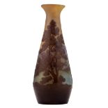 A Gallé cameo glass vase decorated with a landscape, H 20,5 cm