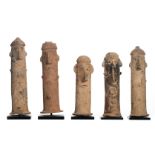 Five terracotta figures from the Bura culture (3rd - 11thC A.D.), Niger, H 23,5 - 30 cm