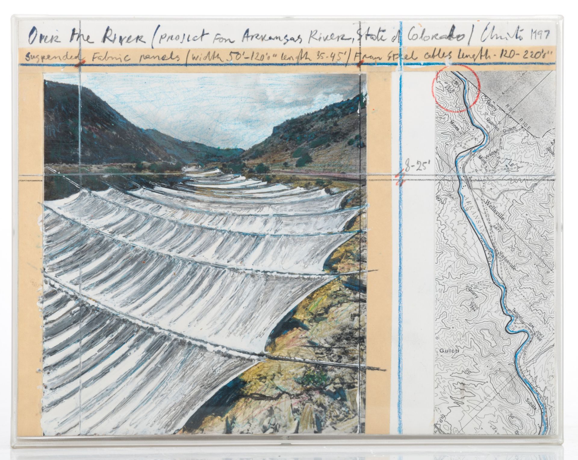 Christo, 'Over the River 1997 (Project for Arkansas River, State of Colorado)', mixed media - worked - Bild 2 aus 7