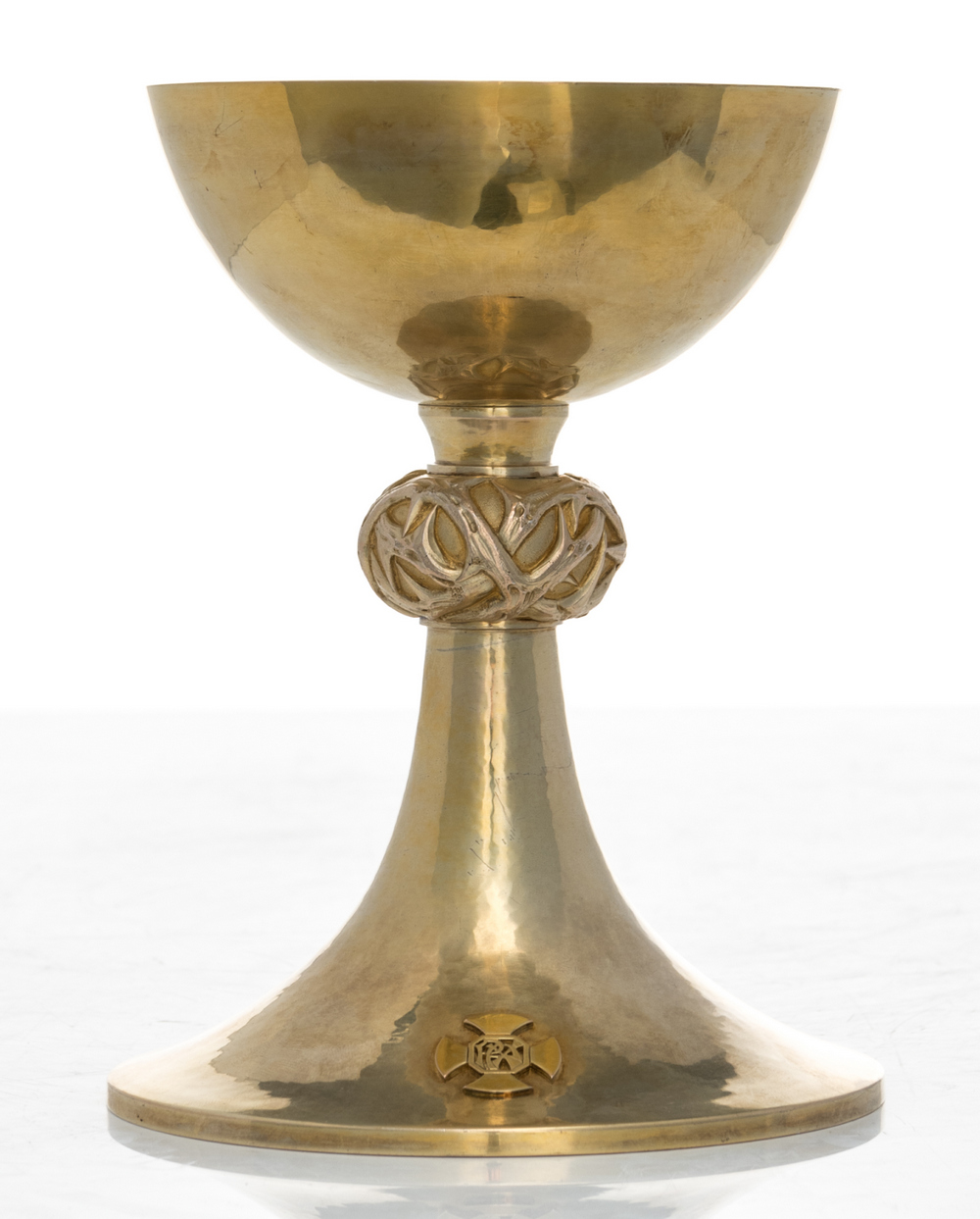A French gilt silver chalice and matching paten + two spoons, 925/000, maker's mark 'A. Debain', - Image 2 of 16