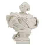 A glazed porcelain portrait bust depicting a knight of the Order of the Golden Fleece, first half of