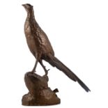 Bureaud, a pheasant, patinated bronze, H 55,5 cm