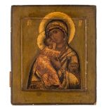 A 19thC East European icon depicting Mother and Child, 26,5 x 31 cm