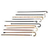 A collection walking sticks, with silver, silver plated, horn, ... handles, H 85 - 95 cm