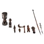 A large collection of tribal art, mainly African objects, H 5,5 - 159 cm