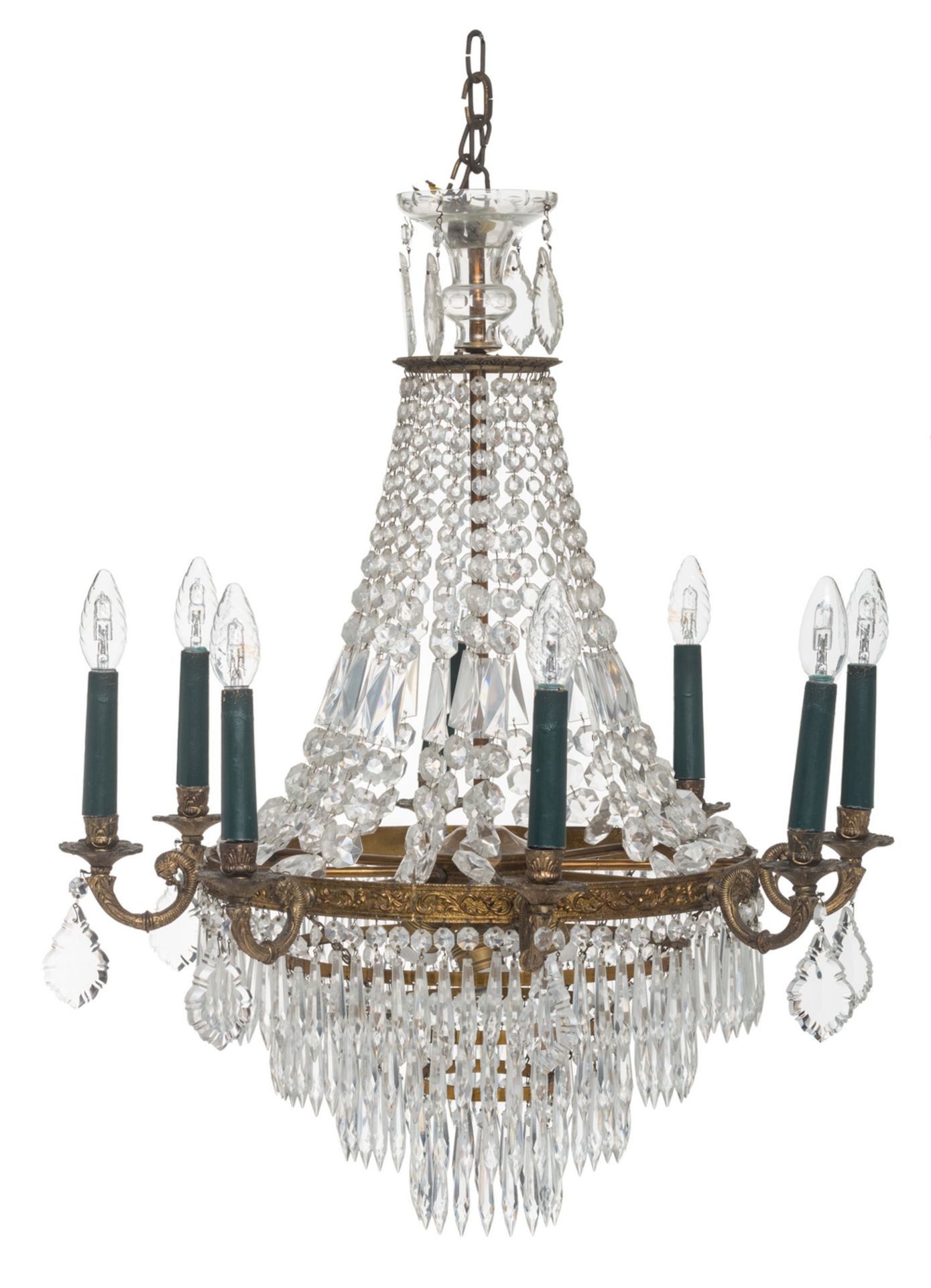 A fine 'robe à perles' type chandelier, H 70 cm