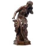Moreau M., a nymph (hors concours), patinated bronze, H 92,5 cm