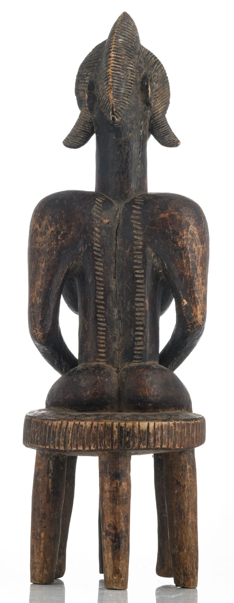 An African wooden sculpture depicting a seated female figure, Bambara - Mali, H 66 cm - Bild 4 aus 9