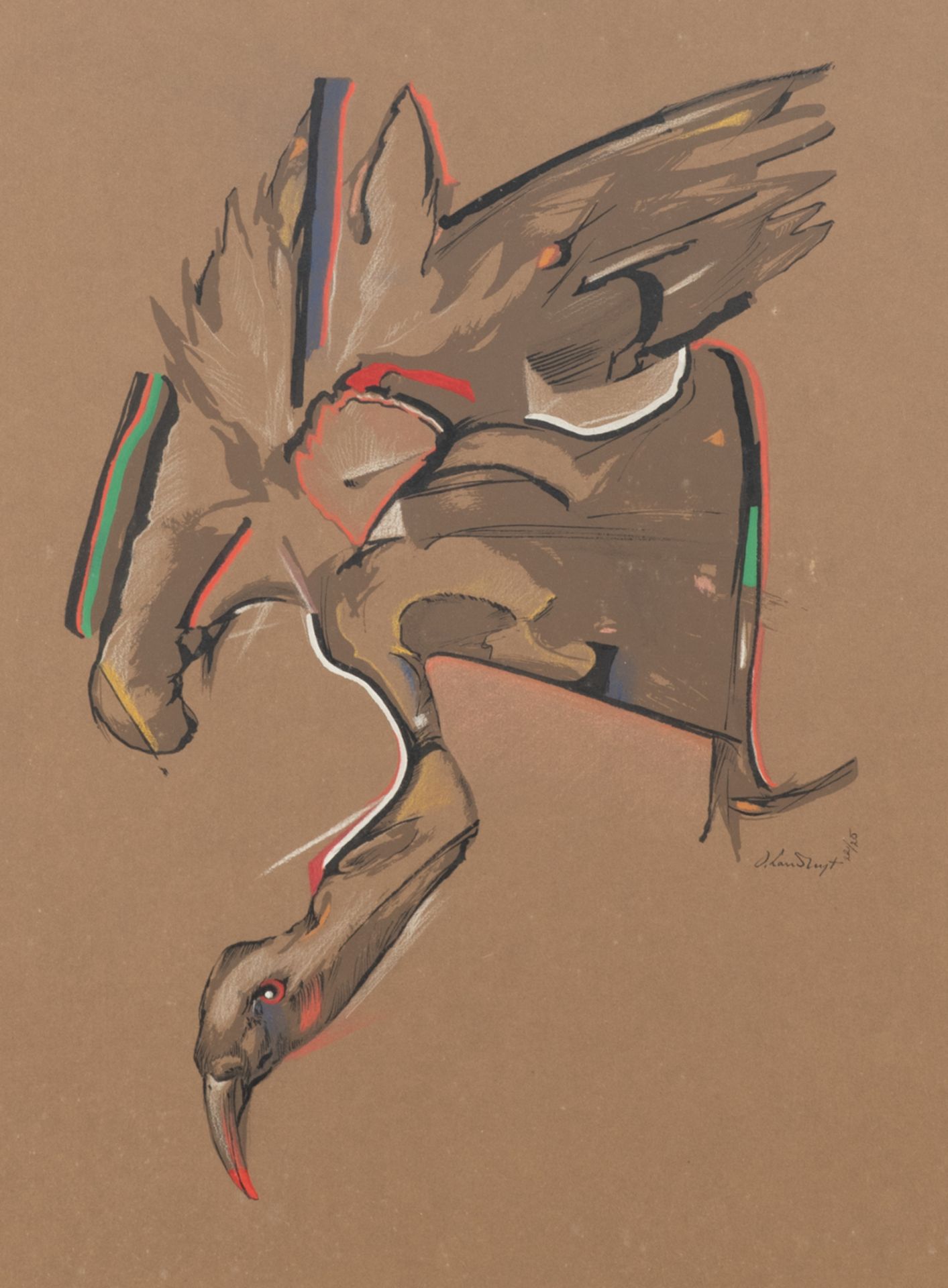 Landuyt O., a vulture, silkscreen, slightly retouched by the artist, no. 22/25, 35 x 46 cm
