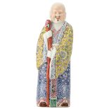 A Chinese polychrome decorated figure depicting Shou Xing, H 64 cm