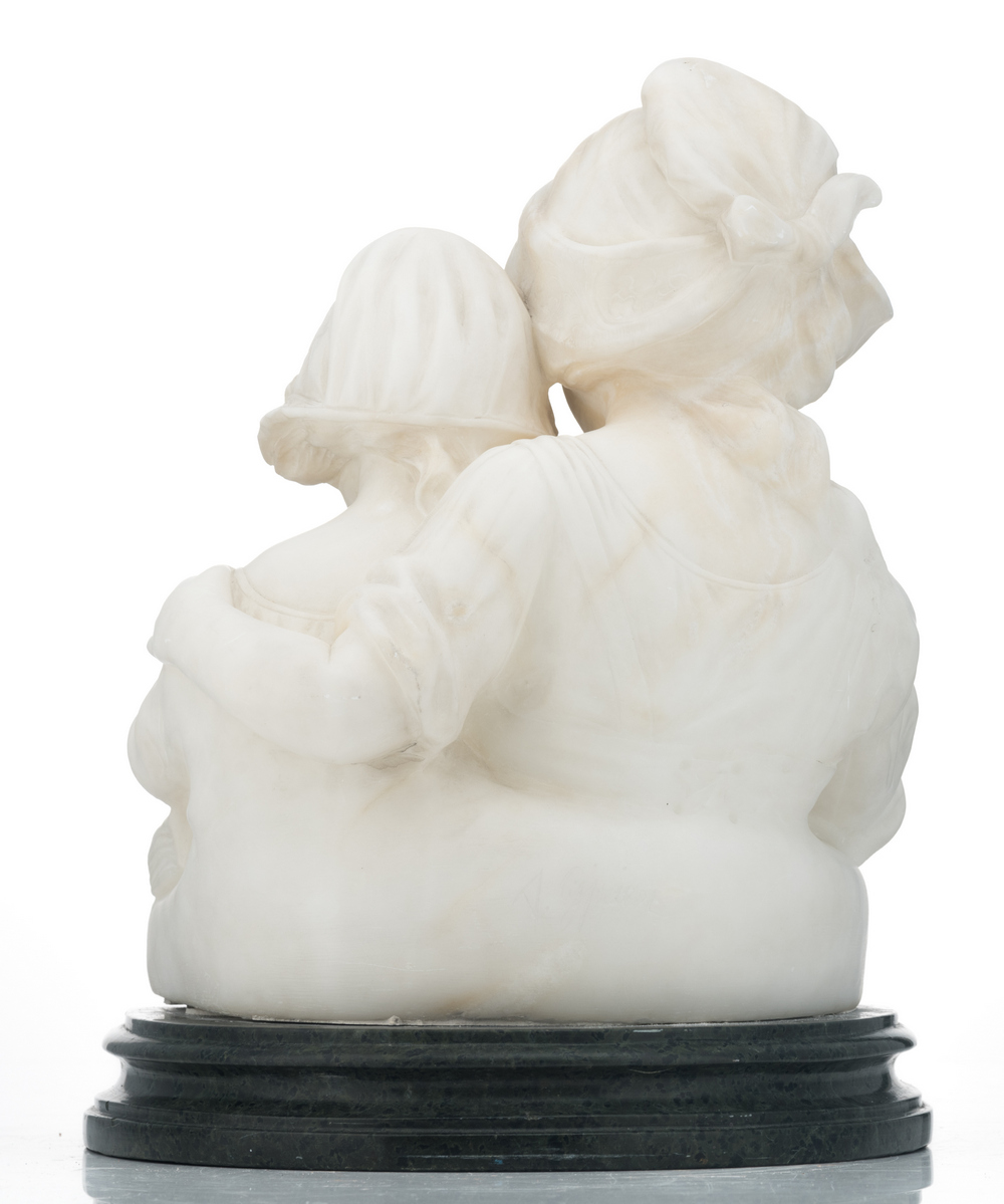 Cijprien A., the teaching, marble on a vert de mer marble base, H 35,5 cm - Image 3 of 6