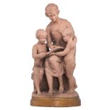 Heusers H., the teaching, patinated terracotta, marked '1824' and '3', H 57,5 cm