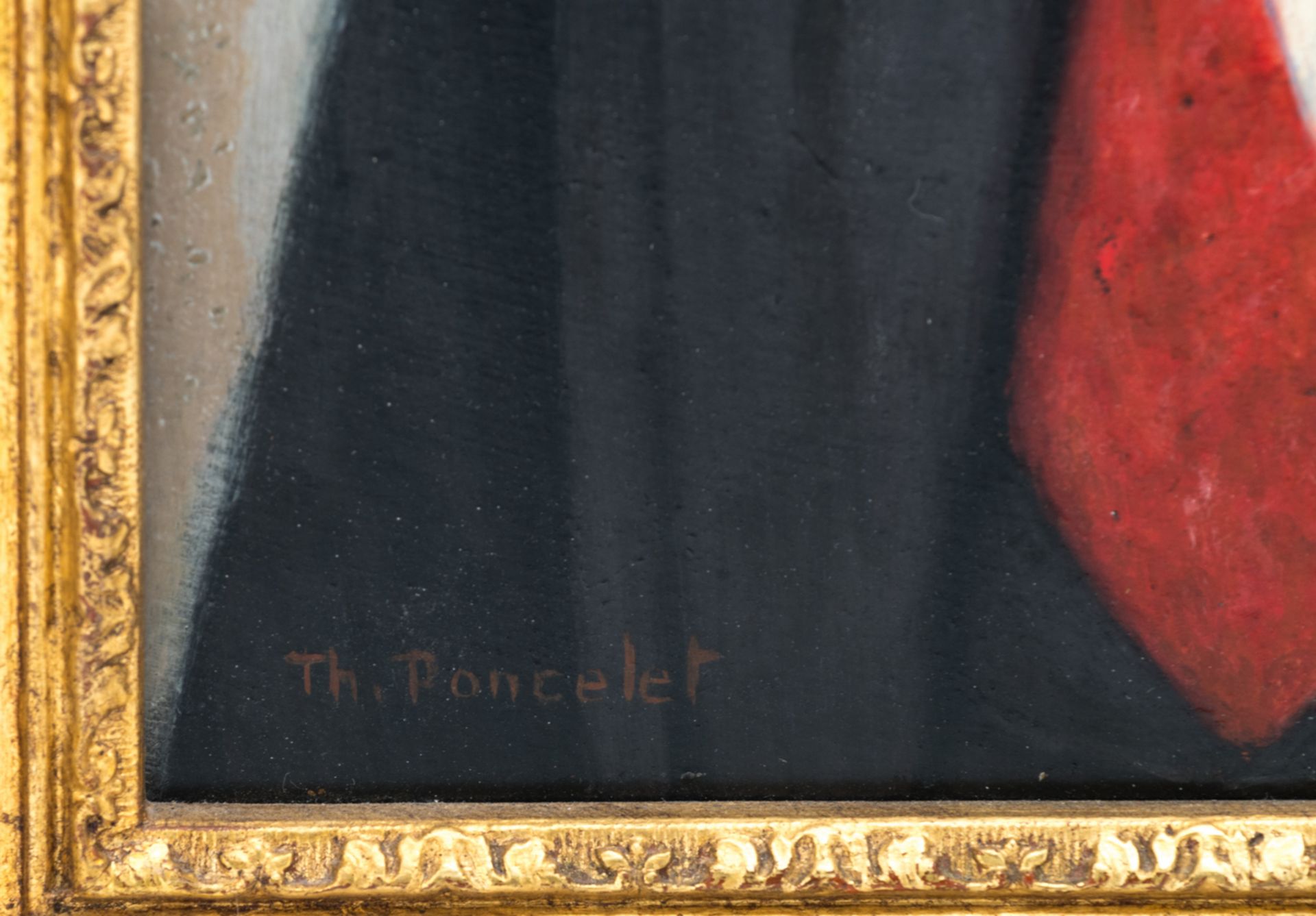 Poncelet Th., 'Portrait', oil on panel, 28 x 40 cm - Bild 4 aus 4