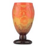A Charder cameo glass vase decorated with butterflies, H 21 cm