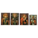 Four 19th / 20thC East European icons, 27 x 34,5 - 22 x 30 cm