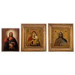 Three 19th / 20thC East European icons, 27 x 35 - 39 x 43 cm