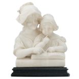 Cijprien A., the teaching, marble on a vert de mer marble base, H 35,5 cm