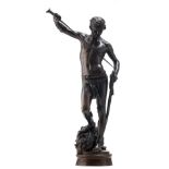 Mercié A., David and Goliath, patinated bronze, marked 'Réduction mécanique A. Collas', H 74,5 cm