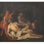 Bartolomet F., 'Jésus Christ pleuré par les anges', oil on canvas, 17thC, 39 x 43 cm