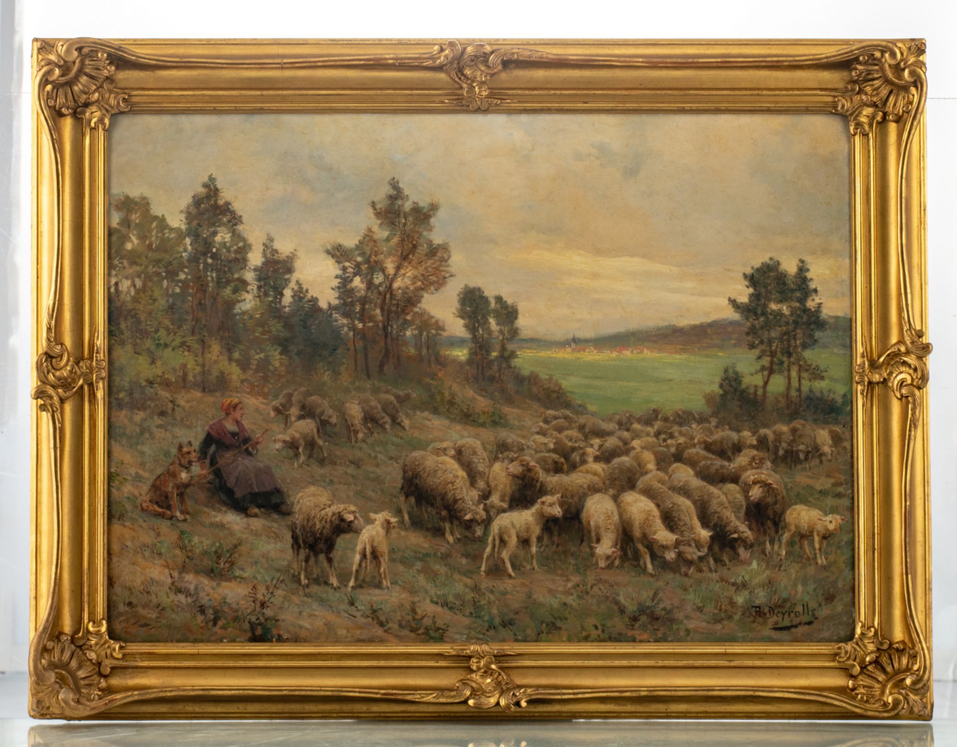 Deyrolle R., a shepherdess with her herd, oil on canvas, dated 190(7) / 190(9) ?, 56,5 x 79 cm - Bild 2 aus 4