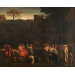 No visible signature, the stoning of Ahasverus, oil on canvas, 17thC, 107 x 132 cm