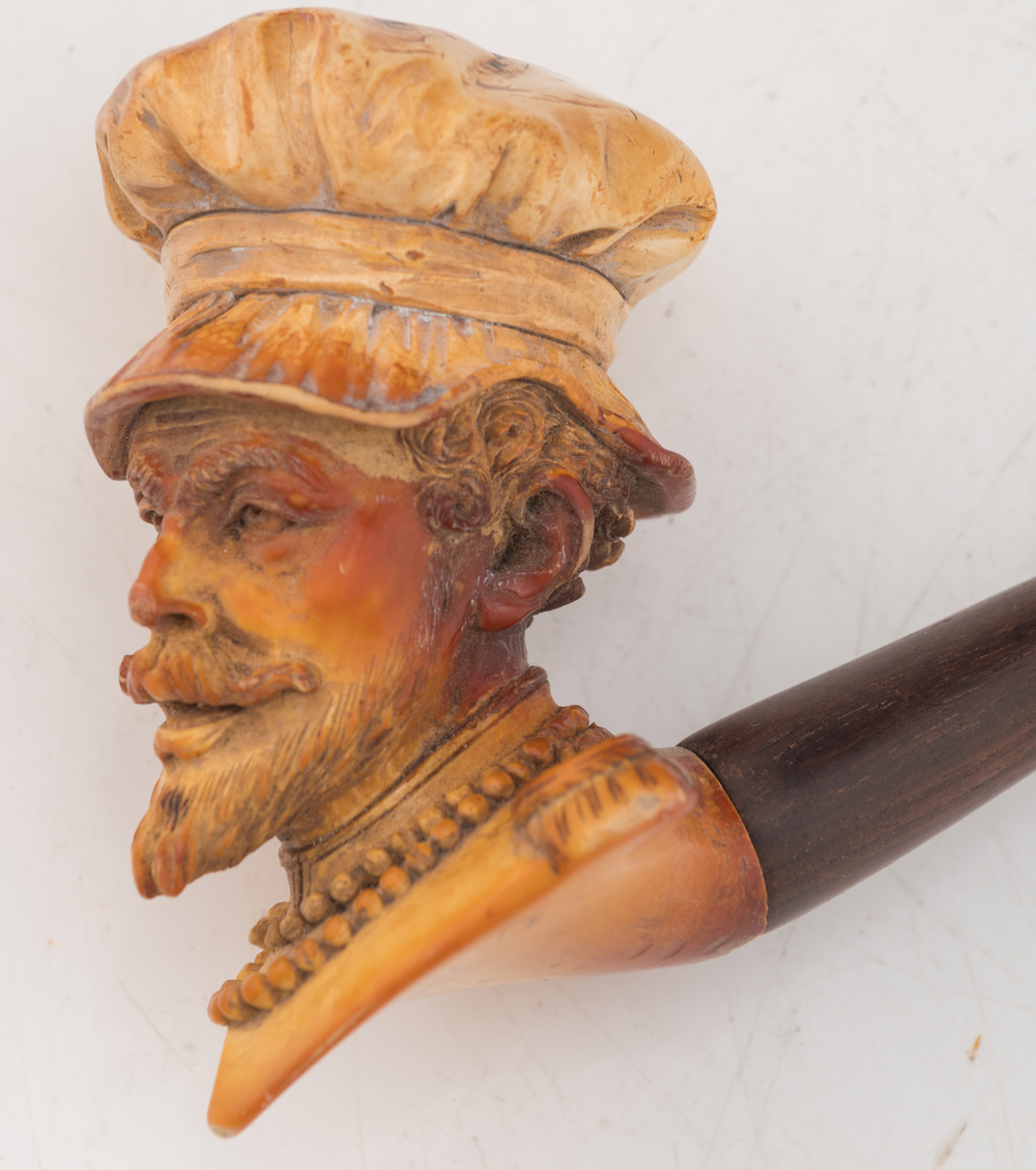 A late Biedermeier meerschaum cigarette pipe and pipe, H 13,5 - 15,5 cm - Image 6 of 6