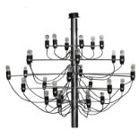 A design chandelier by Gino Sarfatti, model 2097/30, Italy, chrome plated steel with bakelite