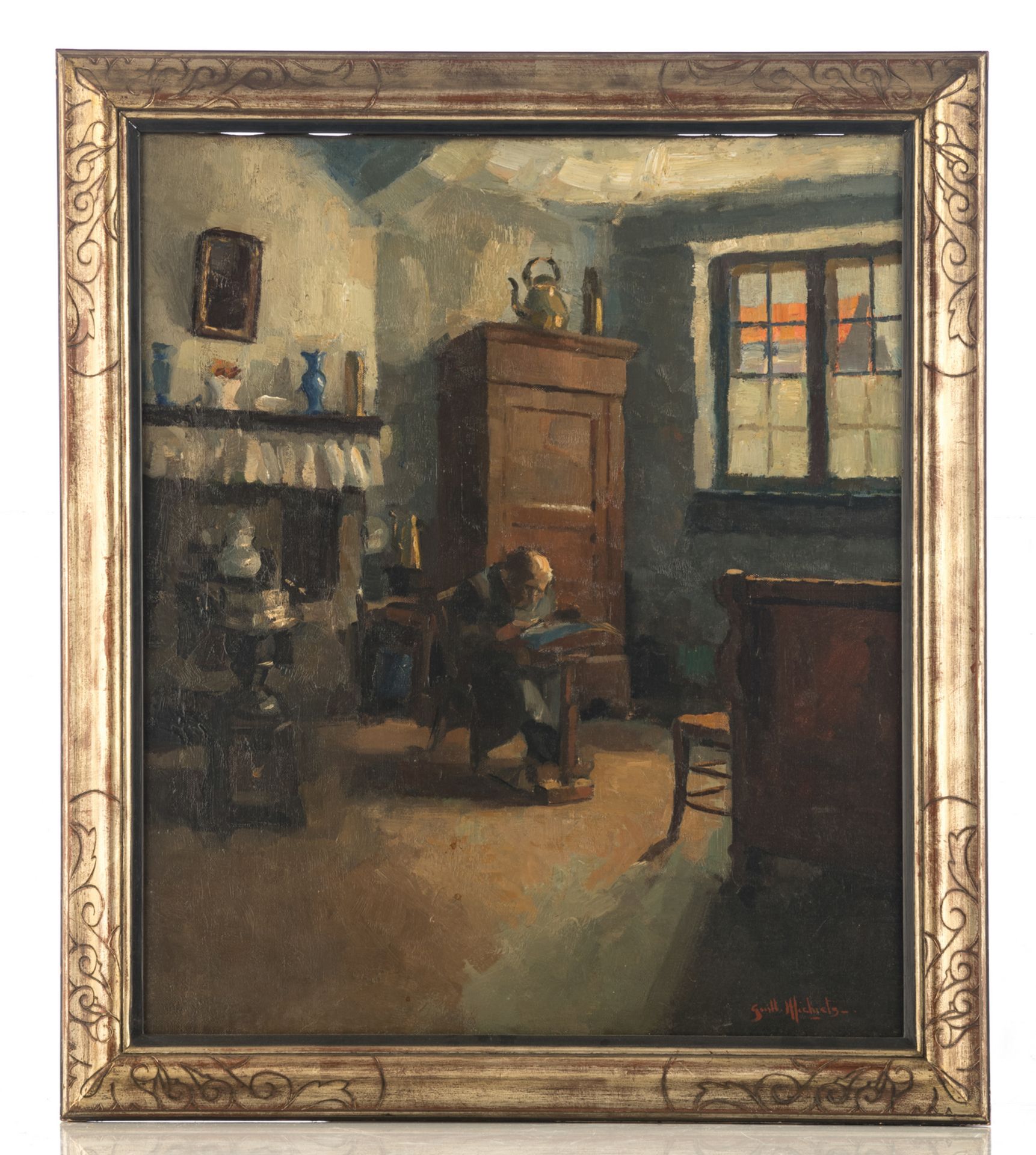Michiels G., two devote females in the almshouse 'De Pelikaan' in Bruges, oil on canvas; added - Bild 3 aus 8