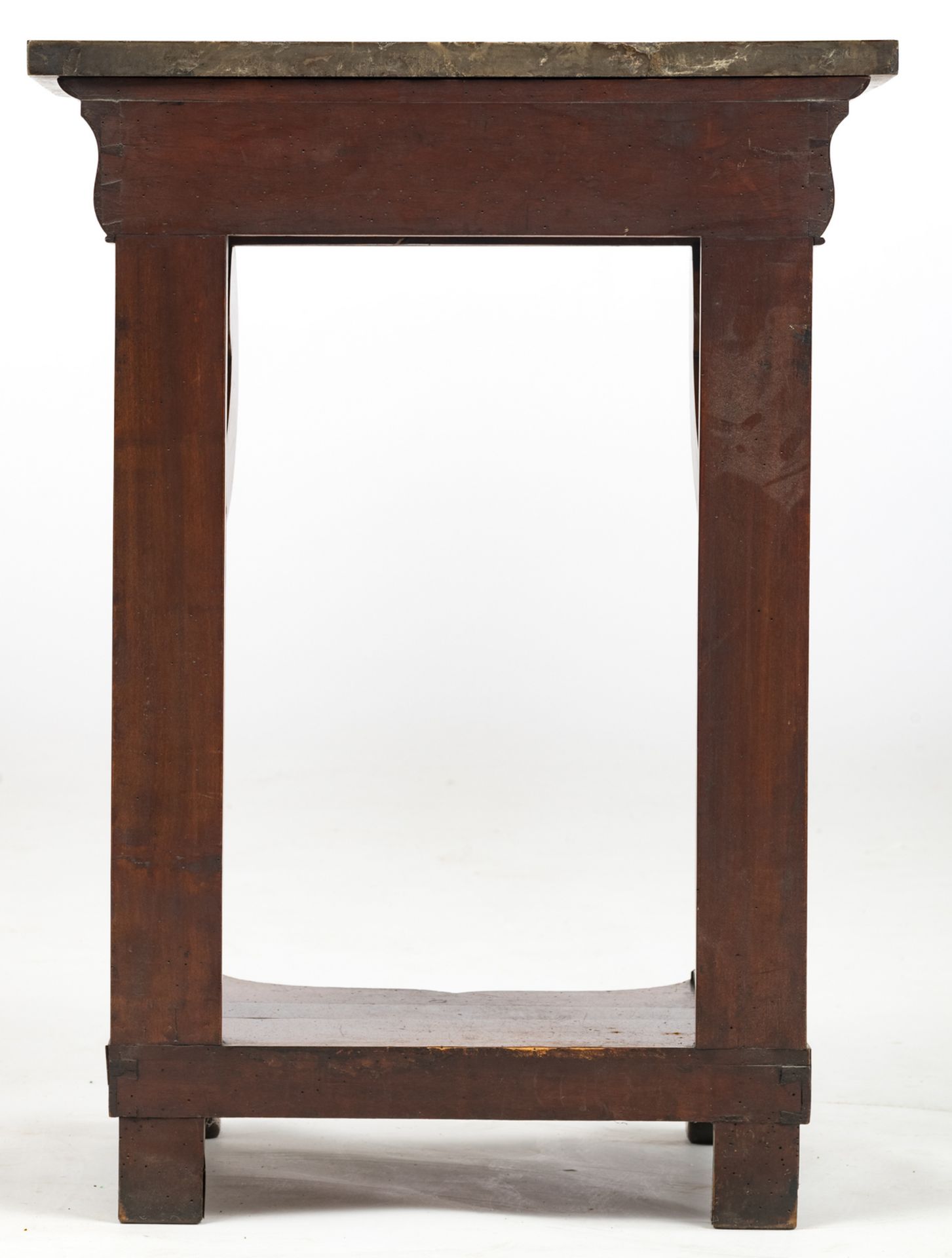 Louis Philippe mahogany console table with paw feet and marble top, H 79 - W 57,5 - D 42,5 cm - Image 4 of 10
