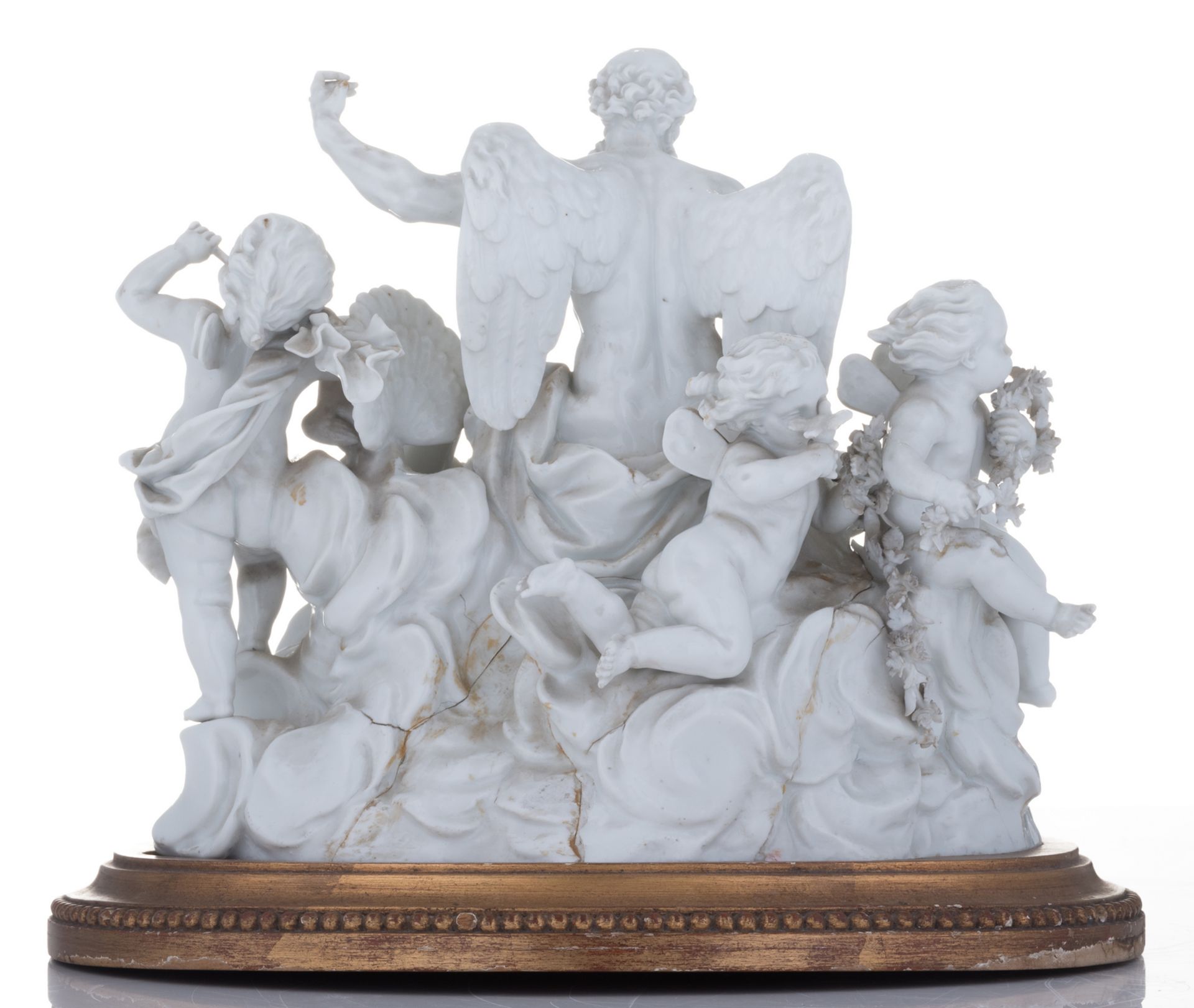 An 18thC Meissen porcelain group depicting Chronos (the time) surrounded by putto, Marcolini period, - Bild 4 aus 8